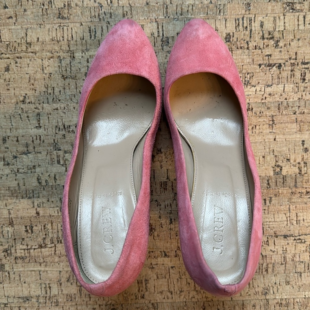 Pink Jcrew suede pumps